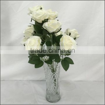 12 branches bunch white color silk rose flower