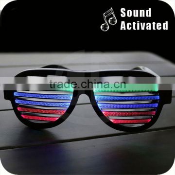 Amazon Best Seller Black Color Sound Activated Crazy Led Sunglasses Glitter Party Sunglasses