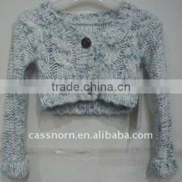 100 acrylic long sleeve ladies sweater top with button