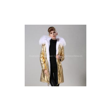Pretty Comfortable Slim faux fur white lining, warming jakcet ,golden winter for parka factory wholesale