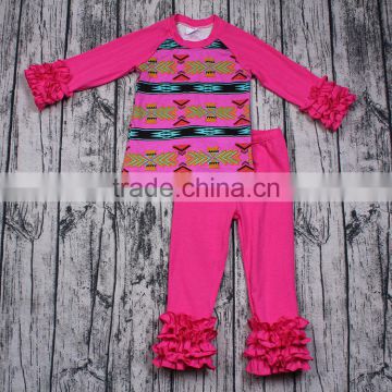 Yawoo promoted rose red aztec patterns cotton clothing 2017 fall little girl boutique outfits