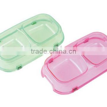 wholesale round Pet double bowl plastic bowl for dog and cat eating