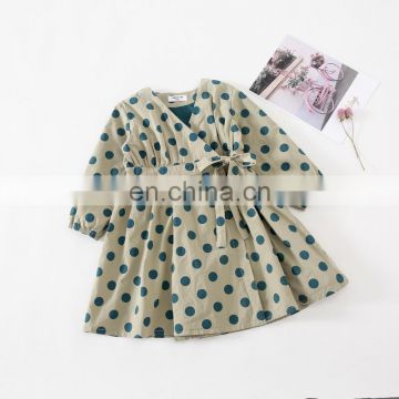 Girls 2020 Korean style polka dot windbreaker for children in autumn new mid-length temperament thin coat