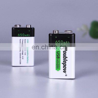 New Trends High Capacity 650mAh USB rechargeable li ion 9v rechargeable battery for Multimeter and Electronic Instrument