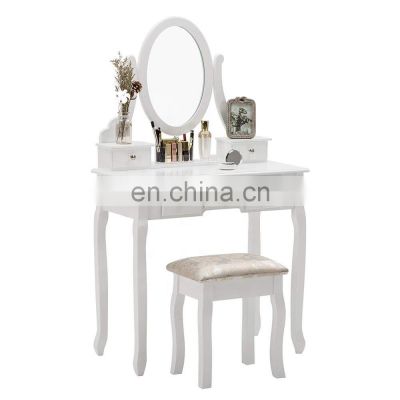 Wooden Furniture Wood Make-Up Vanity Table and Stool Set