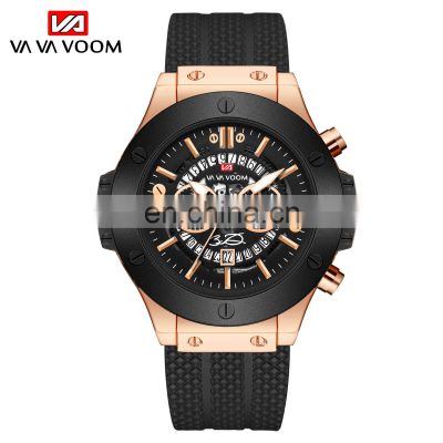 VAVA VOOM VA-215 Customized Japan Quartz Luxury Watches Men Silicon Hollow Out Auto Date Wristwatches Wholesale Watches