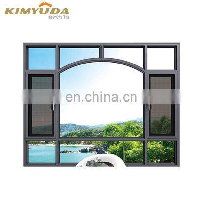 aluminium windows double opening window glass in blind for the villa and commercial building