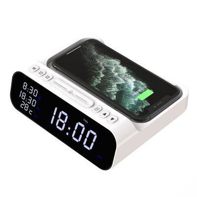 Digital clock alarm multi-function 3-in-1 15W fast charging smartphone wireless charger Qi certification