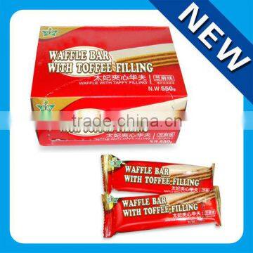 Waffle bar with toffee filling