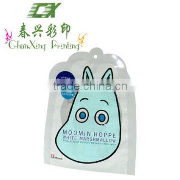 special shaped marshmallow packaging bag with handle hole
