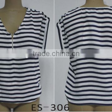 Ladies V-neck zebra print blouse