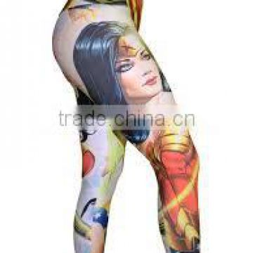 Custom Full Length Woman Fitted Sublimated Leggings with Wonder Woman design