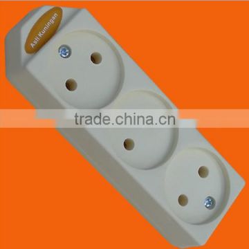 European style 3 way extension socket without earth (E5003)