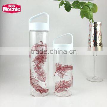 350ML/500ML Mochic Custom printed borosilicate glass water bottle