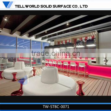 2014 modern fashionable high quality beauty luxury artificial marble led bar counter for sale