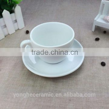 Porcelain white cups and saucers set