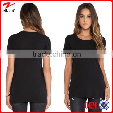 women t-shirt O neckline black t-shirt women summer 100% cotton t-shirt