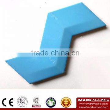 Imark AXIS Z Shape 3D- Effect Pure Bright Blue Colorful Gloosy Glazed Ceramic Wall Tile For Bright Colorful House Wall