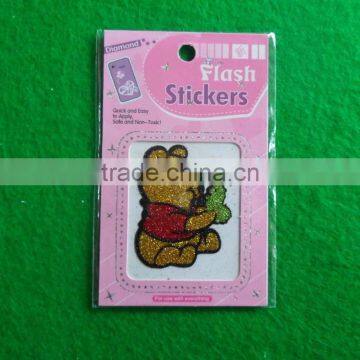 fancy vinyl stickers,decorative flash sticker,bear glitter sticker