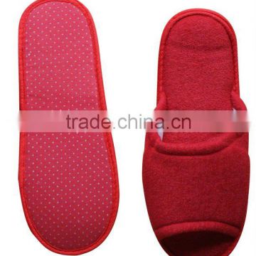 red terry open toe hotel slipper