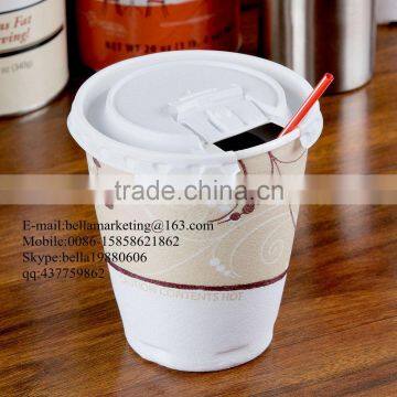 Plastic Flat Lid for paper cup cover, White liftback and Lock Tab Lid