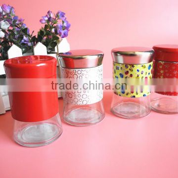 kithchen use high-end glass spice jar with sifter covers lid