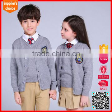 2017 hot selling V neck stripe school uniform school cardigan sweaters