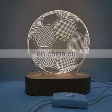 3D Illusion Night Lights Oval Wood Lamp Led Acrylic Lamp Wooden base