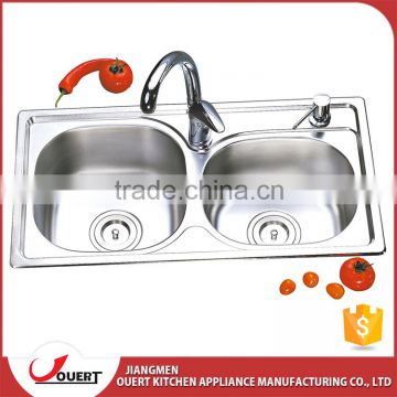 New design stainless steel hand wash double bowl italian kitchen camping sink