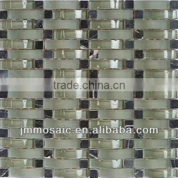 WAVE MOSAIC 15X15X8+15X63X8MM Stone mix wave glass mosaic tile