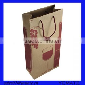Brown kraft paper wine bag,6 bottle wine bag with logo