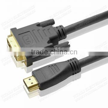 High Quality 19P HDMI Male to 24+1 DVI Male Cable