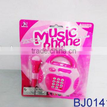 Lovely pink plastic musical toy princess phone toy for kids