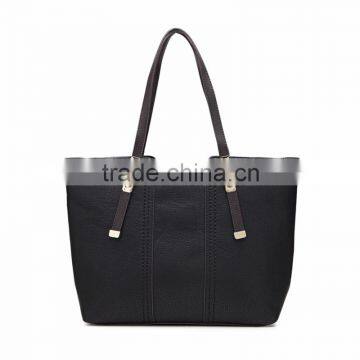 New arrival branded women handbag vintage black pu leather lady tote bag