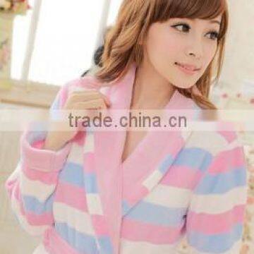 pink stripe sex women bathrobe