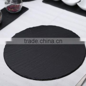 2016 Various shapes and sizes natural black slate stone Dinnerware Round slate plate