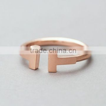 2015 Hot Sale Rose Gold Sterling Silver T Shape Ring