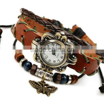 Leather Bracelet with watch Gift for Boy or girls