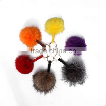 smart colorful key chain fox fur pompoms