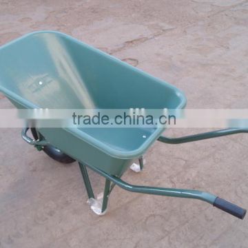 Green plastic tray wheel barrow with pneumatic wheel wb6424s