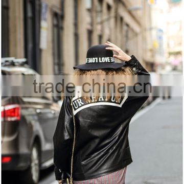 Spring Newest design Middle lady pu leather lapel jackets