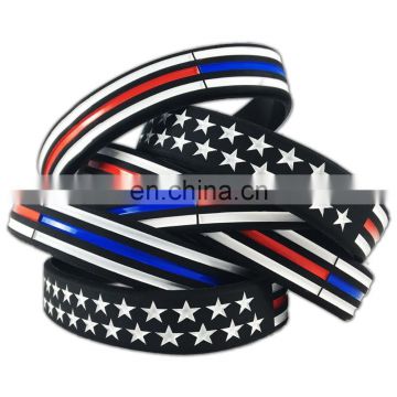 Hot Selling One inch American Flag Silicone Wristbands for USA