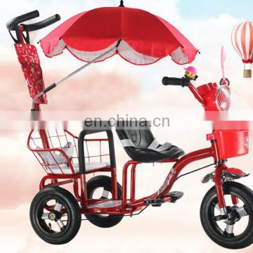 New model two seats children baby twin tricycle