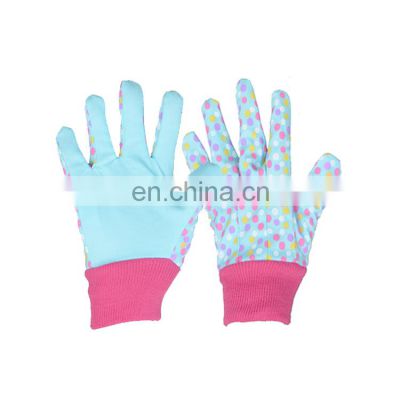 HANDLAND Multipurpose cotton palm polyester light blue dotting printing garden gloves for garden work