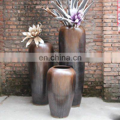 Jingdezhen ceramic stoneware pot large floor vase three-piece home decoration ornaments