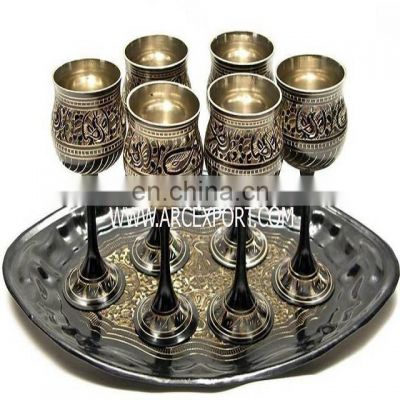 set of 6 goblet with tray