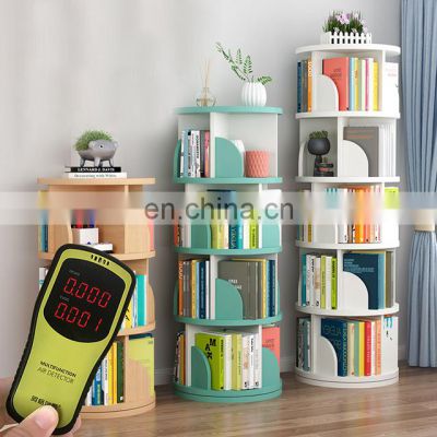Simple design bookcase revolving wooden shelves kids book shelf for sale