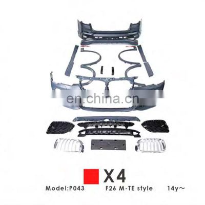 Lower Lip Front Light Grille Auto Bumper Rear Bumper Side Skirt F26 M-TE Style Car Assembly For BMW X4 2014+
