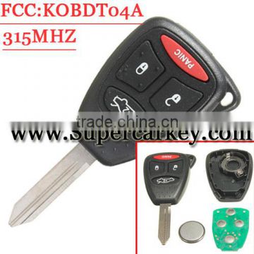 Best quality 3+1 Button remote key with 315MHZ For Chrysler(FCC ID:KOBDT04A)