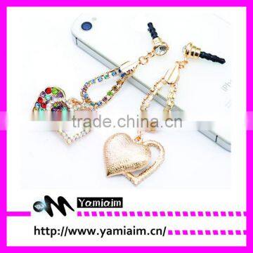 Charm Dust-proof Ear Cap 3.5mm Rhinestone Plug For iPhone 3G 3Gs 4G 4S FC14